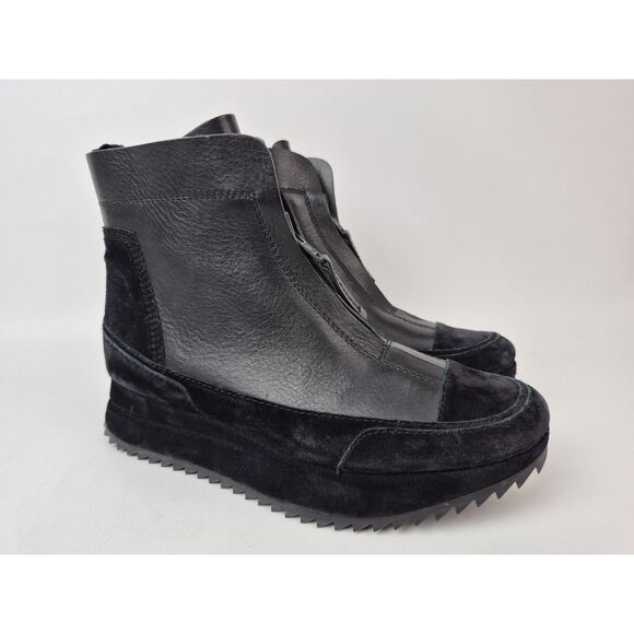 Pedro Garcia Women's Black Leather Suede Platform Bootie Size 37 - Picture 1 of 6
